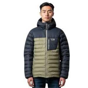 MOUNTAIN HARDWARE Men's Dynotherm Down Puffer Hooded Jacket Olive/Black SMALL